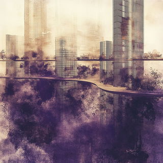 Migrant Chromaballet style, Midjourney V6.1: megacity with futuristic bioarchitecture
