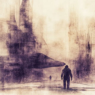 Migrant Chromaballet style, Midjourney V6.1: cinematic shot from sci-fi movie
