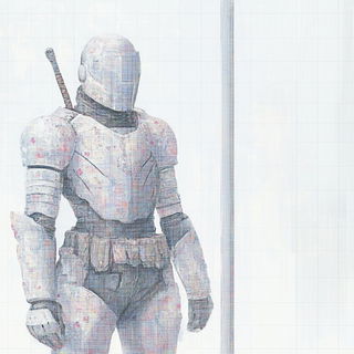 Frostspire Panoramics style, Midjourney V6.1: concept art character design of retropunk steam knight