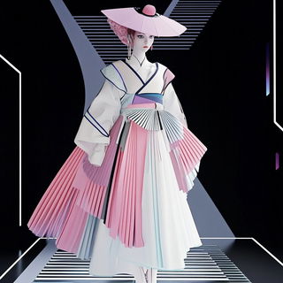 Liminaland style, Midjourney V6.1: haute-couture fashion outfit