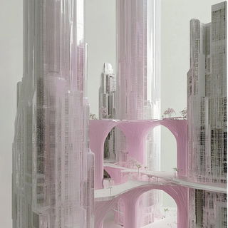 Glassshadow Animodel style, Midjourney V6.1: megacity with futuristic bioarchitecture