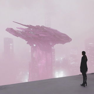 Glassshadow Animodel style, Midjourney V6.1: cinematic shot from sci-fi movie