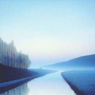 Cloudmortise style, Midjourney V6.1: realistic landscape photograph of quiet dawn