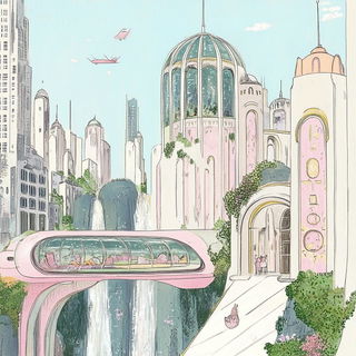 Mythopterica style, Midjourney V6.1: megacity with futuristic bioarchitecture