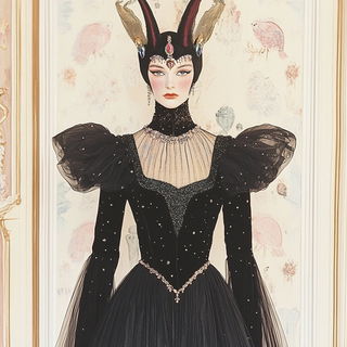 Mythopterica style, Midjourney V6.1: haute-couture fashion outfit