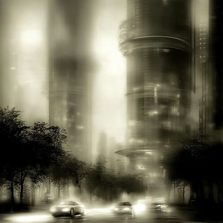 Violet Fluxmarble style, Midjourney V6.1: megacity with futuristic bioarchitecture