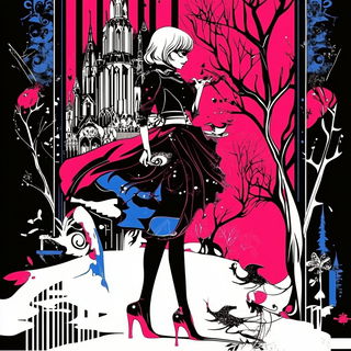 Inkakari style, Midjourney V6.1: retro fairy-tale illustration