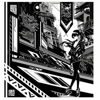 Inkakari style, Midjourney V6.1: black-and-white manga comic strip