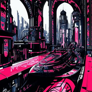 Inkakari style, Midjourney V6.1: cinematic shot from sci-fi movie