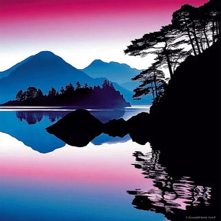 Inkakari style, Midjourney V6.1: realistic landscape photograph of quiet dawn