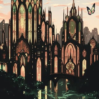 Inkamber style, Midjourney V6.1: megacity with futuristic bioarchitecture