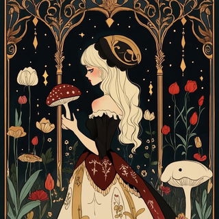 Inkamber style, Midjourney V6.1: retro fairy-tale illustration