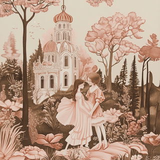 Selenite Spiralism style, Midjourney V6.1: retro fairy-tale illustration