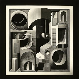 Inkomenagerie style, Midjourney V6.1: typographic composition with large letters