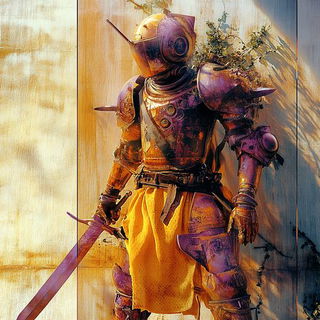 Pinkstone Flow style, Midjourney V6.1: concept art character design of retropunk steam knight