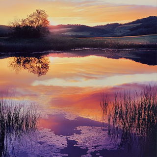 Pinkstone Flow style, Midjourney V6.1: realistic landscape photograph of quiet dawn