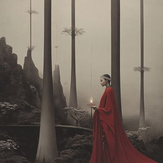 Spherespine Neonism style, Midjourney V6.1: retro fairy-tale illustration