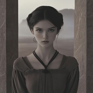 Spherespine Neonism style, Midjourney V6.1: photographic portrait of female protagonist