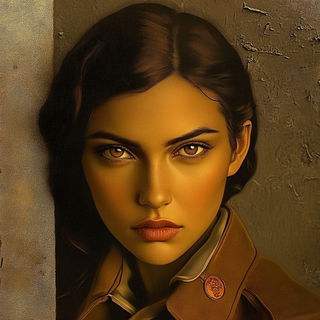 Serigraphoma style, Midjourney V6.1: photographic portrait of female protagonist