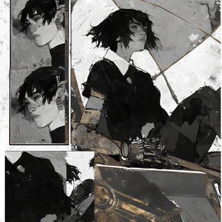 Cloudcliffigraphy style, Midjourney V6.1: black-and-white manga comic strip
