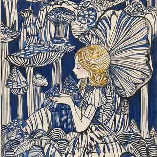Bluecut Facework style, Midjourney V6.1: retro fairy-tale illustration