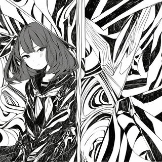 Bluecut Facework style, Midjourney V6.1: black-and-white manga comic strip