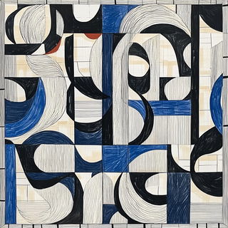 Bluecut Facework style, Midjourney V6.1: typographic composition with large letters