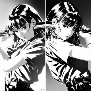 Stippled Elsewhere style, Midjourney V6.1: black-and-white manga comic strip