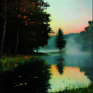 Vaporchrome Frontier style, Midjourney V6.1: realistic landscape photograph of quiet dawn