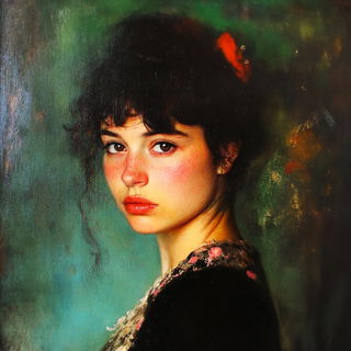Vaporchrome Frontier style, Midjourney V6.1: photographic portrait of female protagonist