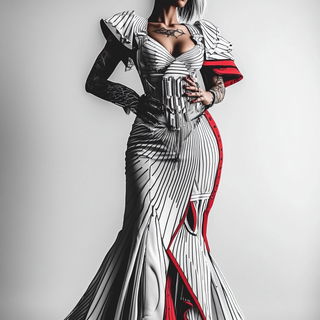 Anatomical Afterimage style, Midjourney V6.1: haute-couture fashion outfit