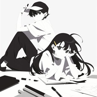 Turquoisecourt style, Midjourney V6.1: black-and-white manga comic strip
