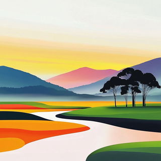 Turquoisecourt style, Midjourney V6.1: realistic landscape photograph of quiet dawn