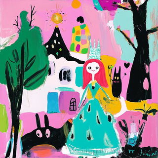 Chromacourt Tableaux style, Midjourney V6.1: retro fairy-tale illustration