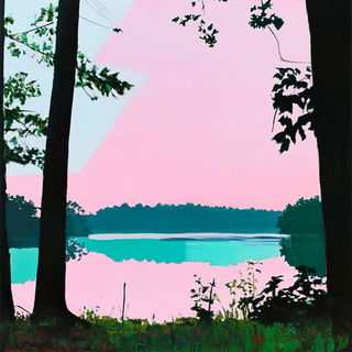 Chromacourt Tableaux style, Midjourney V6.1: realistic landscape photograph of quiet dawn