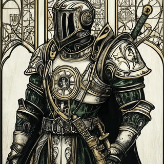 Tidejoint style, Midjourney V6.1: concept art character design of retropunk steam knight