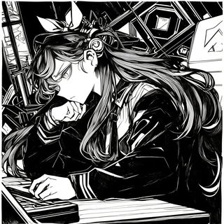 Tidejoint style, Midjourney V6.1: black-and-white manga comic strip