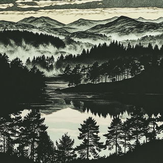 Tidejoint style, Midjourney V6.1: realistic landscape photograph of quiet dawn