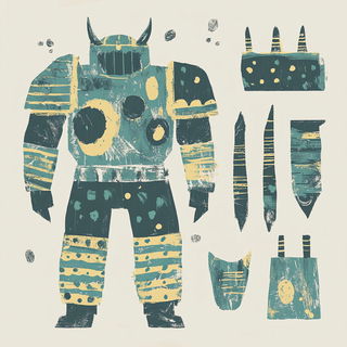 Panelwyrd style, Midjourney V6.1: concept art character design of retropunk steam knight