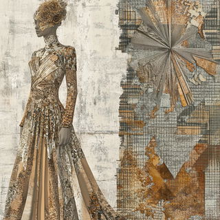 Splatmask Botanics style, Midjourney V6.1: haute-couture fashion outfit