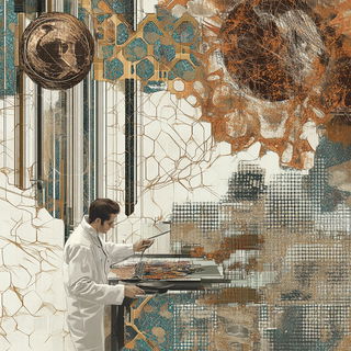Splatmask Botanics style, Midjourney V6.1: editorial illustration for popular scientific magazine cover
