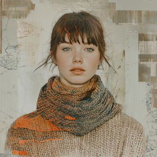 Splatmask Botanics style, Midjourney V6.1: photographic portrait of female protagonist