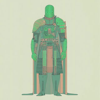 Arabesque Biolore style, Midjourney V6.1: concept art character design of retropunk steam knight