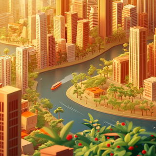 Chlororoadism style, Midjourney V6.1: megacity with futuristic bioarchitecture