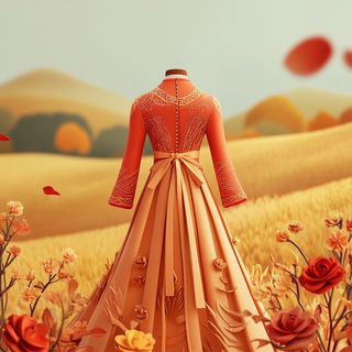 Chlororoadism style, Midjourney V6.1: haute-couture fashion outfit