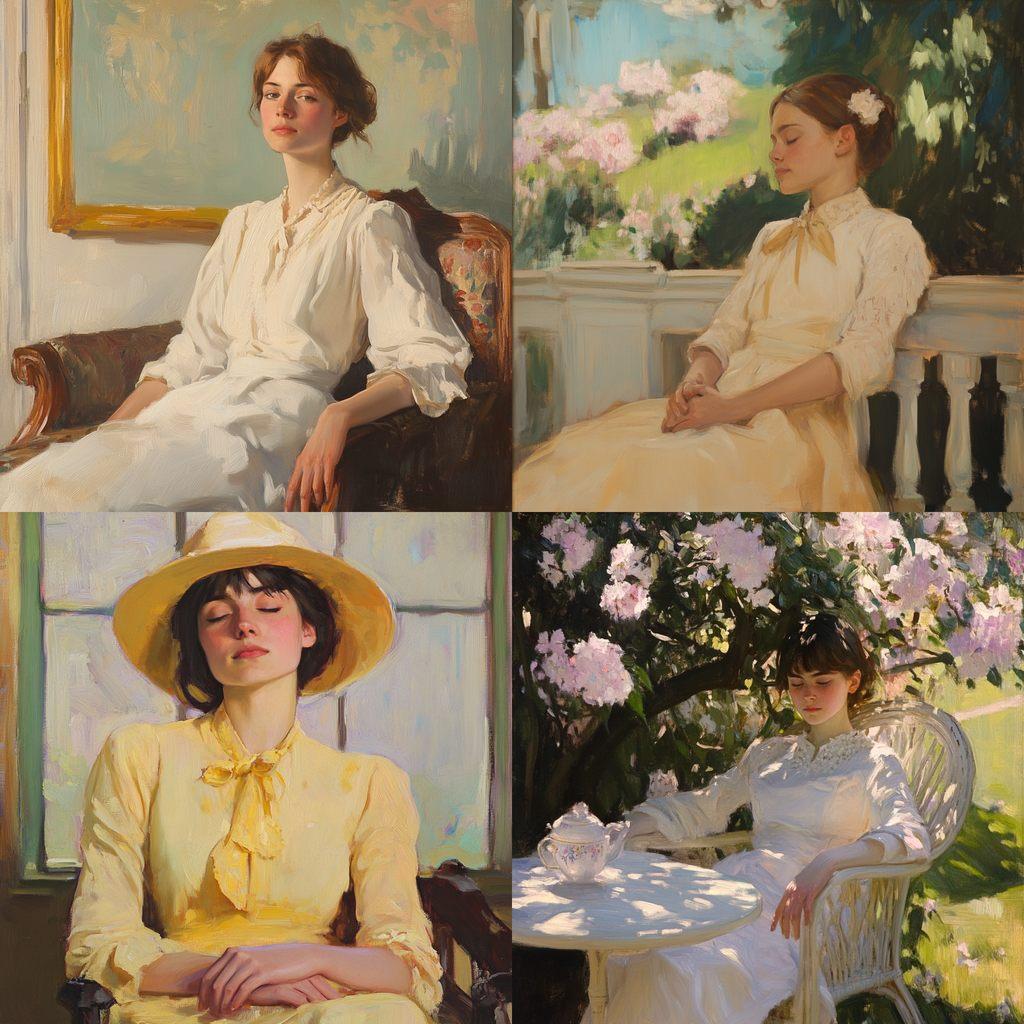 Cecilia Beaux style, Midjourney V6.1, render 1 of 4