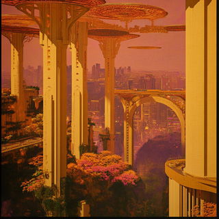 Chromatic Warpweave style, Midjourney V6.1: megacity with futuristic bioarchitecture