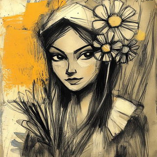 Inkflare Urbanime style, Midjourney V6.1: traditional folk art