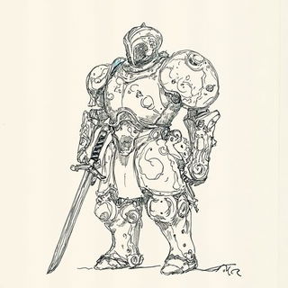 Lithocrenel style, Midjourney V6.1: concept art character design of retropunk steam knight