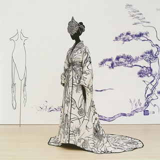 Lithocrenel style, Midjourney V6.1: haute-couture fashion outfit